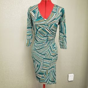 Long sleeve faux wrap dress